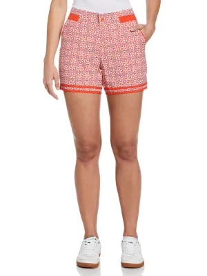 Women's Geometric Print Open Front 4" Inseam Golf Shorts