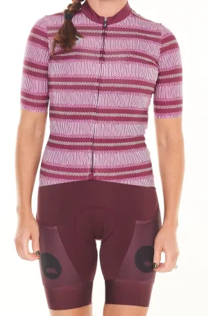 women's ROAM premium cycling jersey - alt stripe burgundy