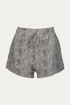 ZEBRA-PRINT TEXTURED HIGH-WAISTED SHORTS