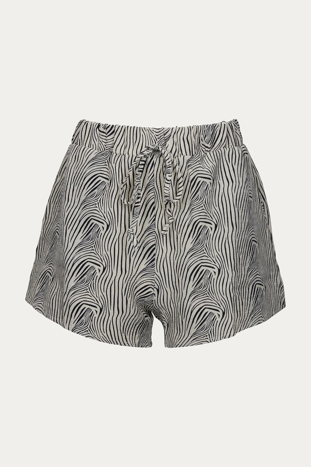 ZEBRA-PRINT TEXTURED HIGH-WAISTED SHORTS